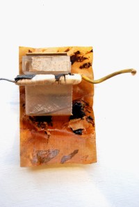 Brooch perspex on wax paper