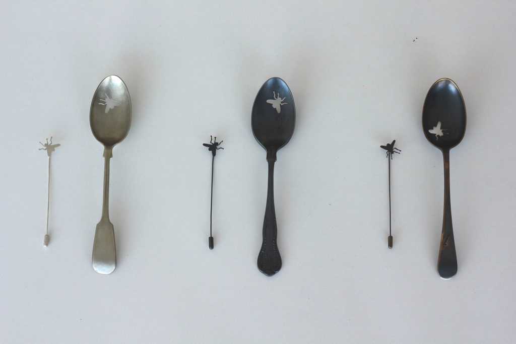Objects and Jewellery 2013, (found spoons, stg silver)
