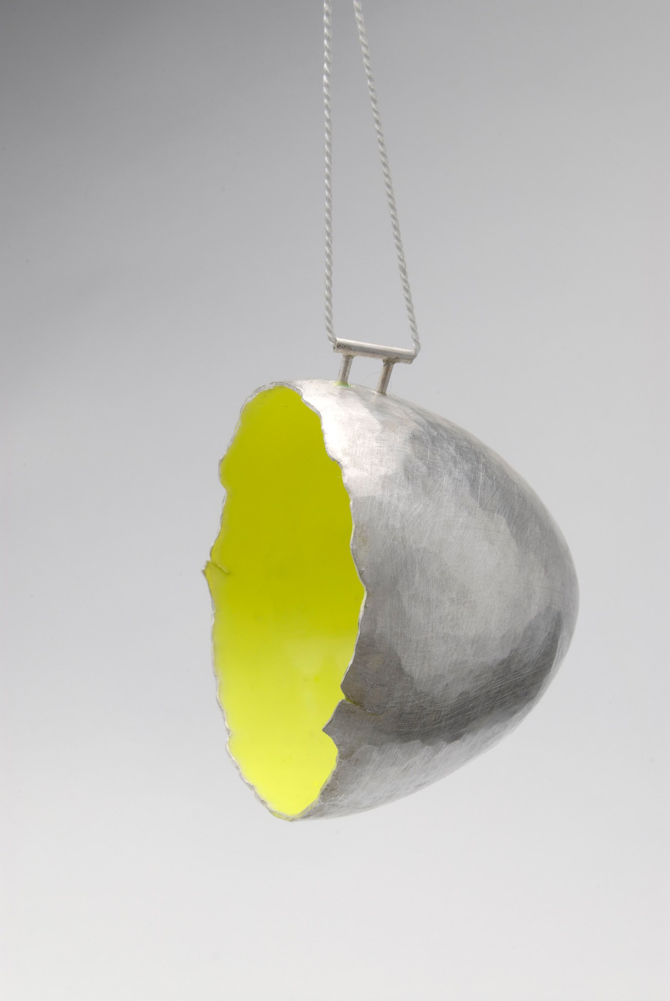 vessel pendant – fluro (fine silver, resin, silk cord) ongoing series